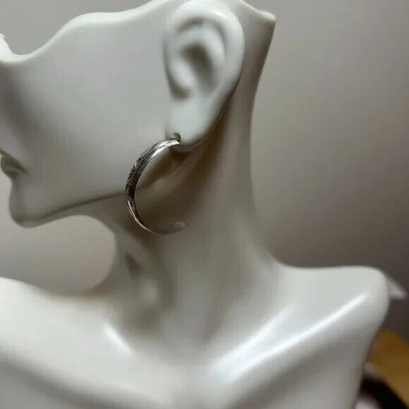 Vintage Sterling Silver Old Pawn Southwest Half Hoop Pierced Earrings - Picture 7 of 8
